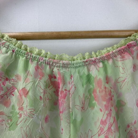 VTG Jody California Women's 9/10 Floral Green Midi Dress Cap Sleeves Lace Trim - Picture 12 of 16